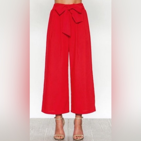 Flying Tomato Pants - Flying Tomato bright red pull on wide leg pants w/tie at waist size medium - nwt